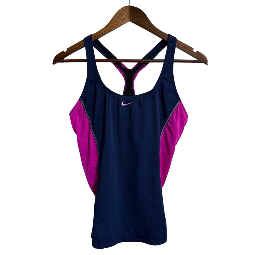 Nike tankini women's large pink navy racerback beach resort cruise pool‎ boat